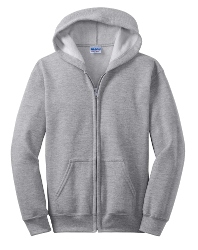 Sport Grey Gildan Youth Heavy Blend Full-Zip Hooded Sweatshirt ...